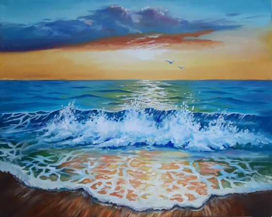 Painting маслом Рассвет на море 