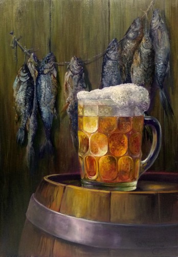 Painting маслом  "Бокал пива"