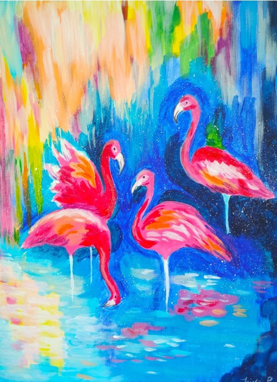 Painting акрилом Фламинго