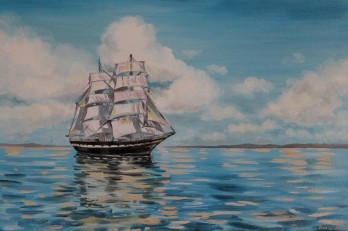 Painting маслом Море и корабль