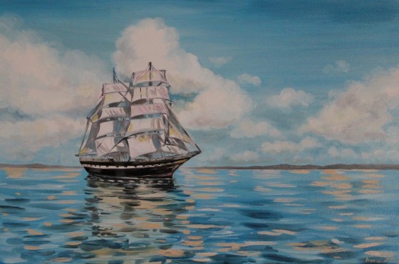 Painting маслом Море и корабль