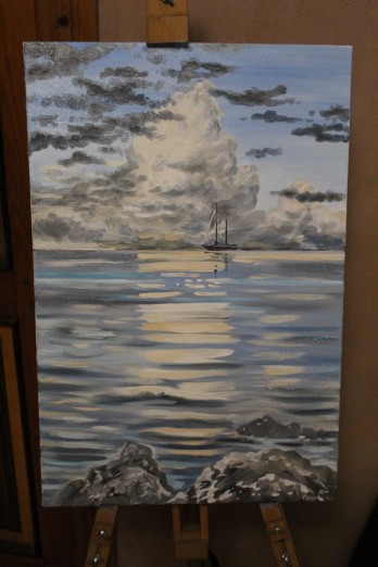 Painting маслом Море и облака