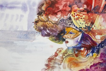 Painting акварелью Венецианская маска