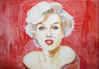 Painting акварелью Мерлин Монро