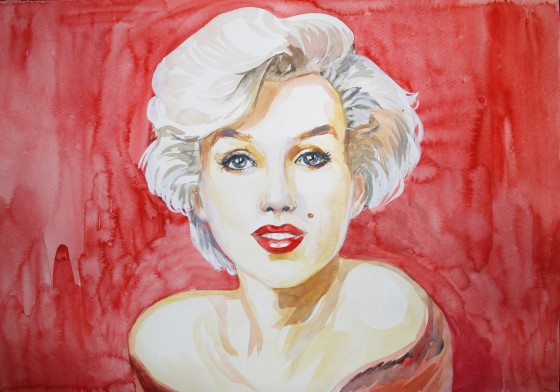 Painting акварелью Мерлин Монро