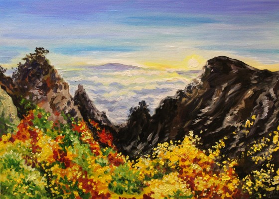 Painting маслом Горы. Пейзаж