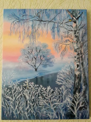 Painting маслом Зимний рассвет