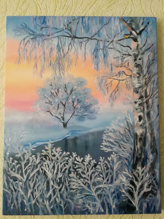 Painting маслом Зимний рассвет