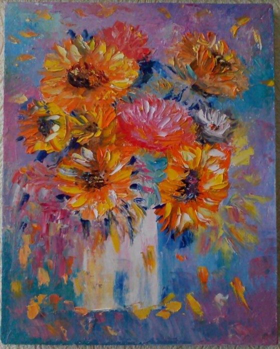Painting маслом Солнечные цветы
