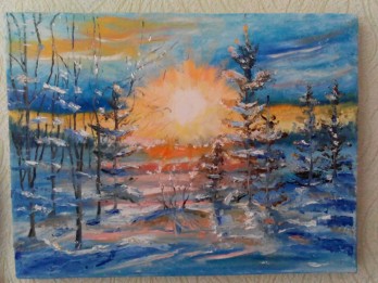 Painting маслом Зимний лес