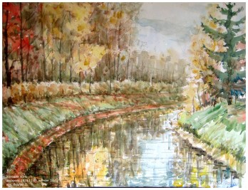 Painting акварелью Холодна осінь
