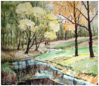 Painting акварелью Теплий день осені