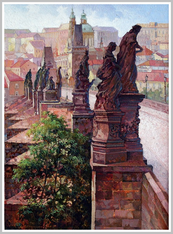 Painting маслом Осень приходит в Прагу