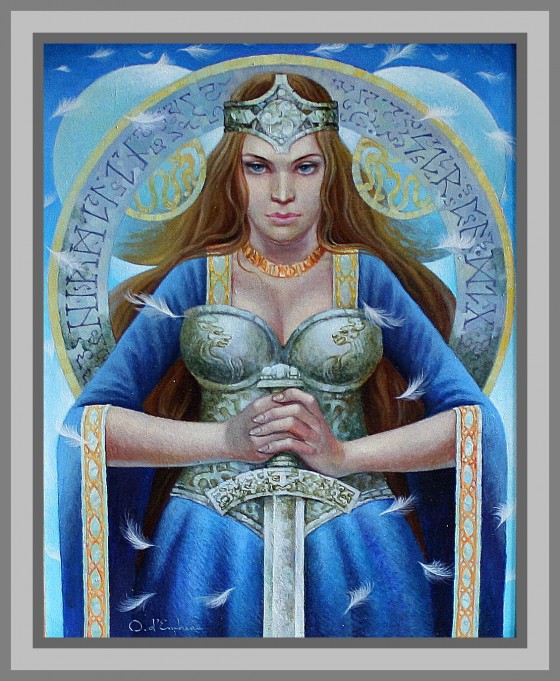 Painting маслом Валькирия.(Снег в Валхалле)