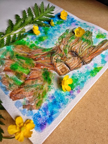 Painting акварелью Я есть Грут !