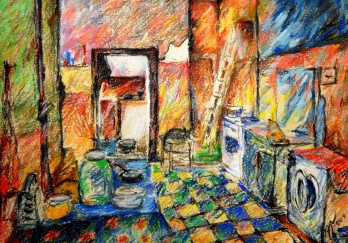 Painting пастелью Mnogopoljzovateljskaia kukhnia
