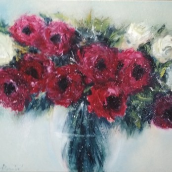 Painting маслом Винтажный букет в вазе