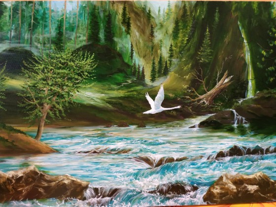 Painting маслом Лебідь