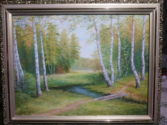 Painting маслом Березовая роща