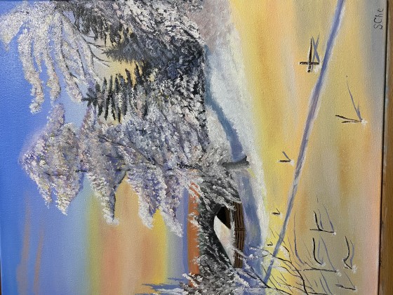 Painting маслом Зимний закат