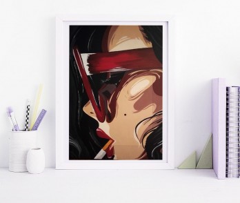Painting акрилом Девушка с сигарой