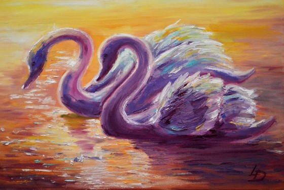 Painting маслом "Lovers river"