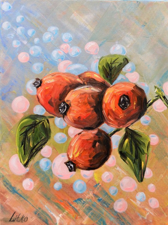 Painting маслом "Шиповник в невесомости"