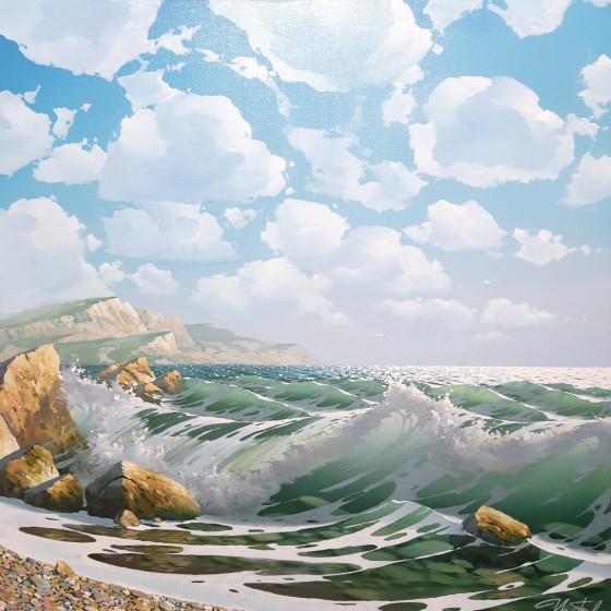 Painting маслом Прибой солнечным днем