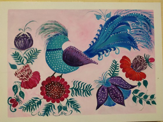 Painting акрилом Волшебная птица. Magic bird