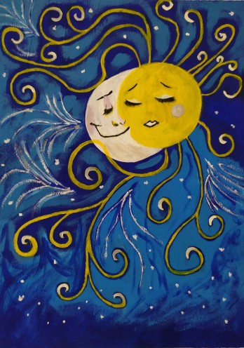 Painting акрилом Love in the universe