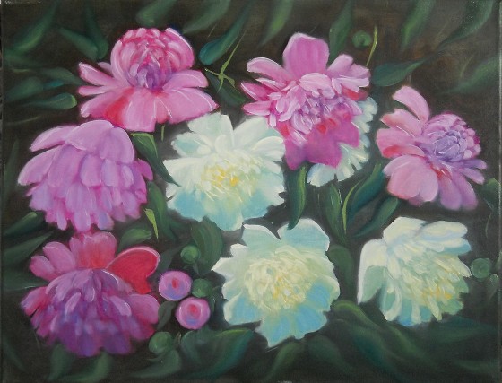 Painting маслом Пионы