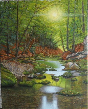 Painting маслом Горный ручей