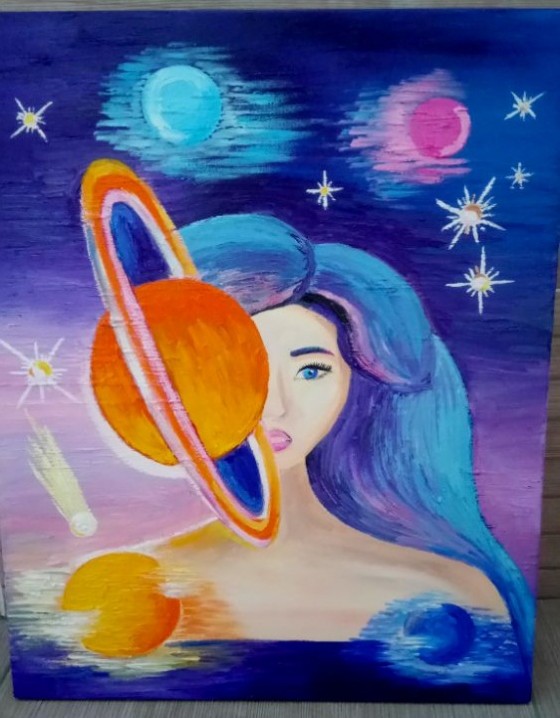 Painting маслом Картина маслом ,,Девушка-космос" 