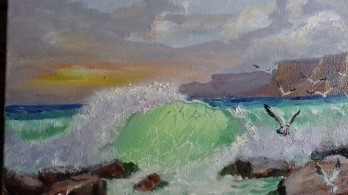 Painting маслом Чайки у волны