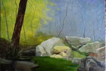 Painting маслом Лесной камень