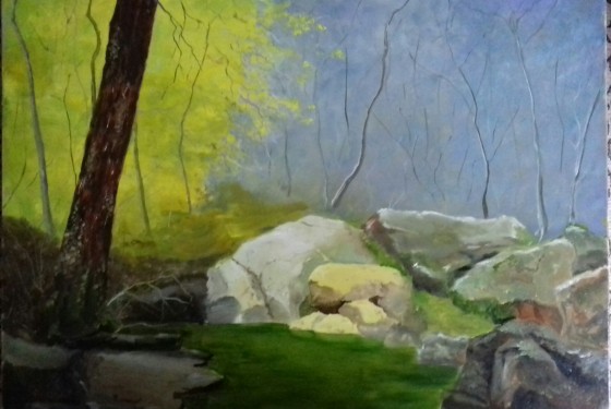 Painting маслом Лесной камень