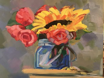 Painting маслом Подсолнухи