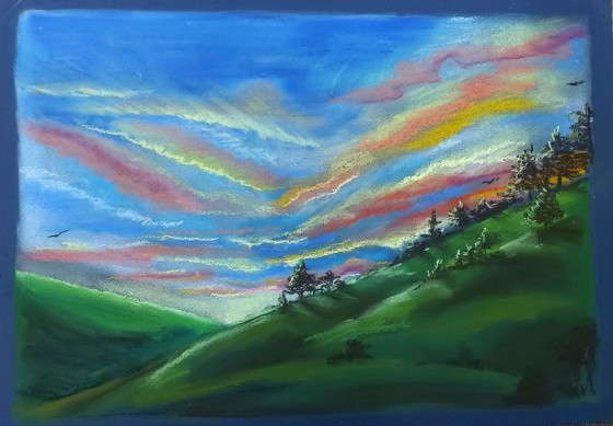 Painting пастелью Закат
