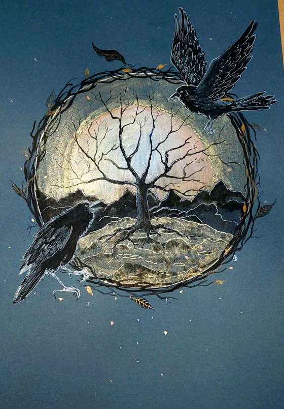 Painting в смешанной технике Хугин и Мунин