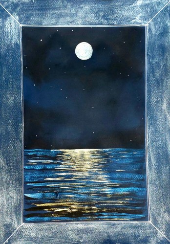 Painting в смешанной технике Тихая ночь