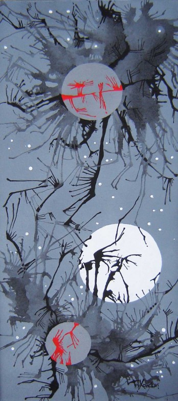 Painting в смешанной технике Зимние сумерки