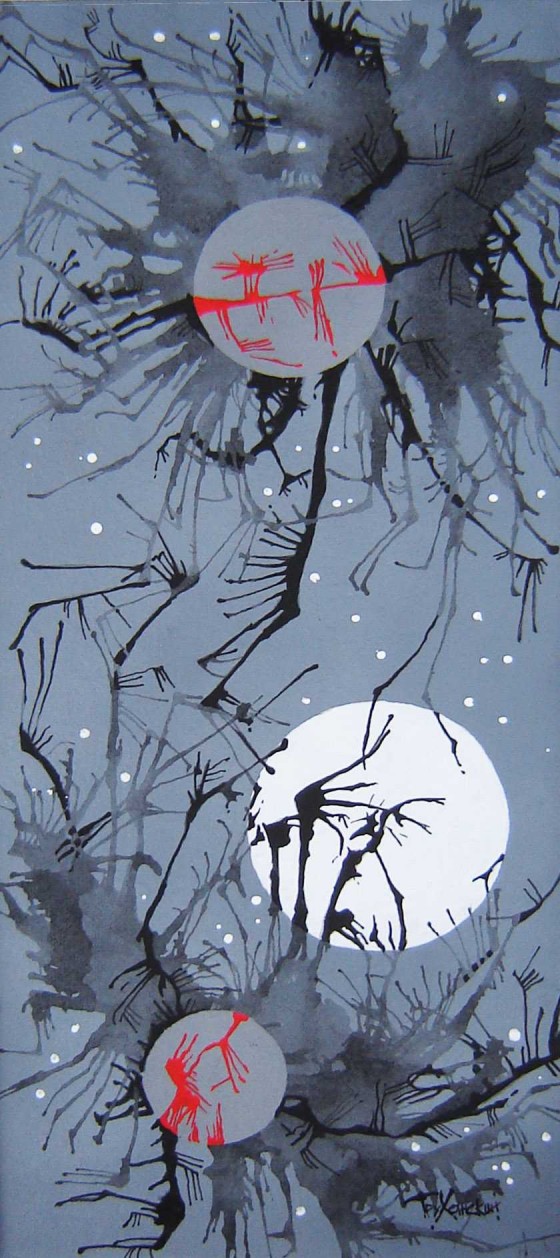 Painting в смешанной технике Зимние сумерки