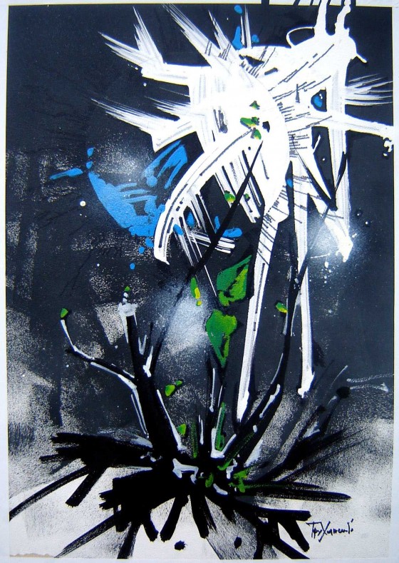 Painting акрилом Неприятный разговор в полнолуние