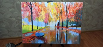 Painting маслом Яркая осень 