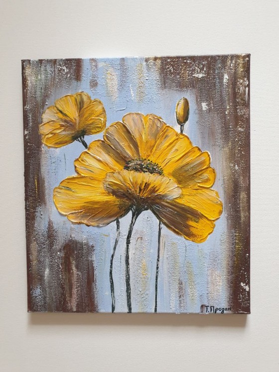 Painting в смешанной технике Интерьерная картина "Осенние цветы"