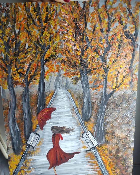 Painting акрилом Дівчина в червоному