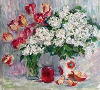 Painting маслом Белая сирень