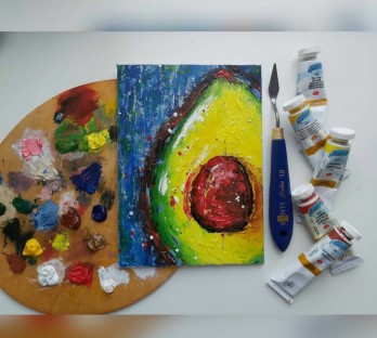 Painting маслом Red avocado heart 