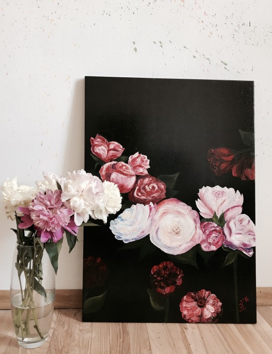 Painting маслом Пионы 
