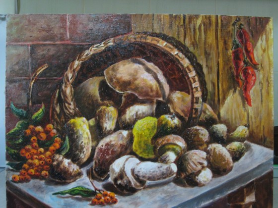 Painting маслом "Грибной натюрморт"